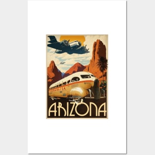 Arizona Saguaro Desert Vintage Travel Art Poster Posters and Art